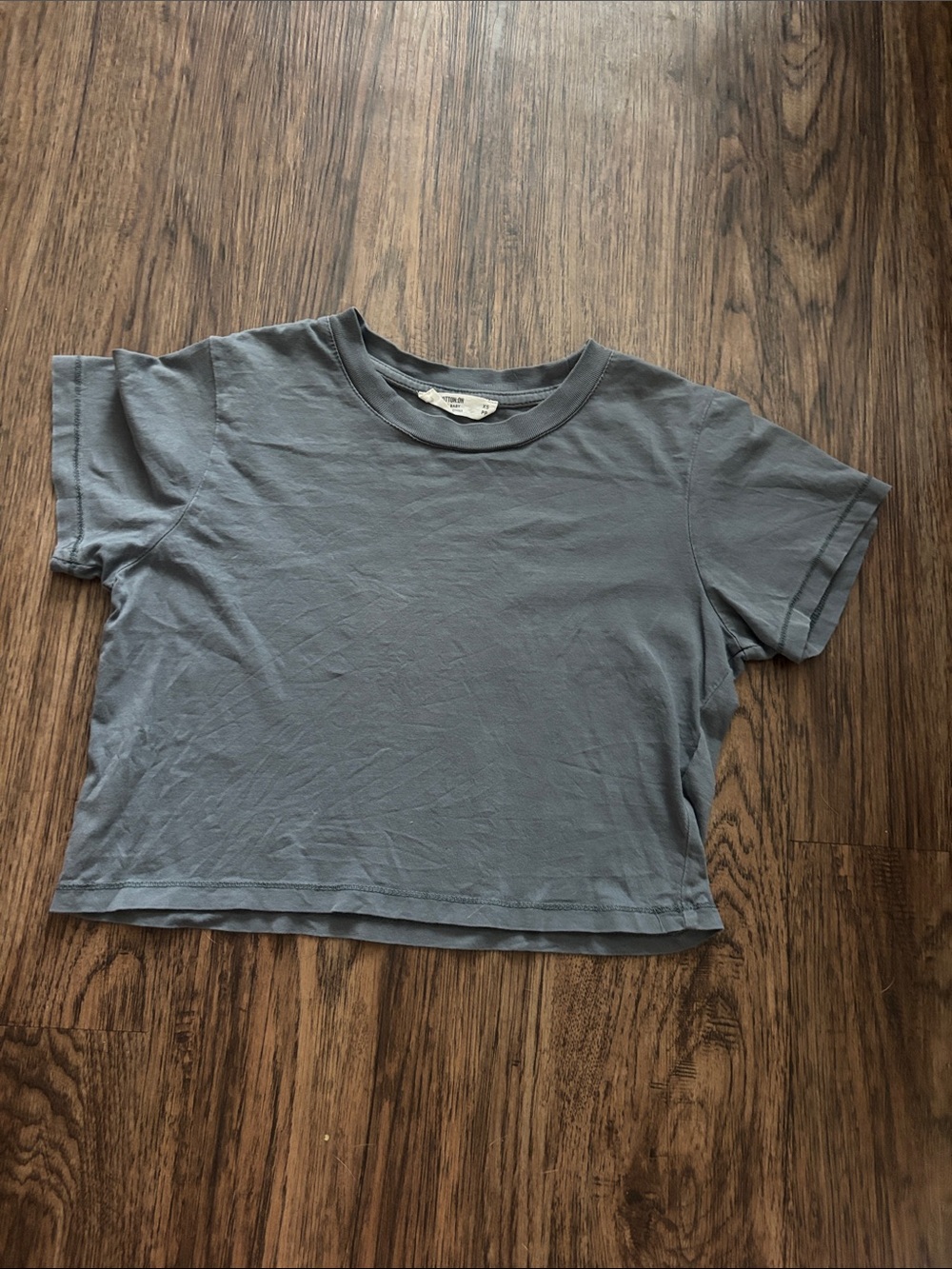 Cotton On The Baby Cropped T-Shirt XS Slate Blue Grey Boxy Crop Tee